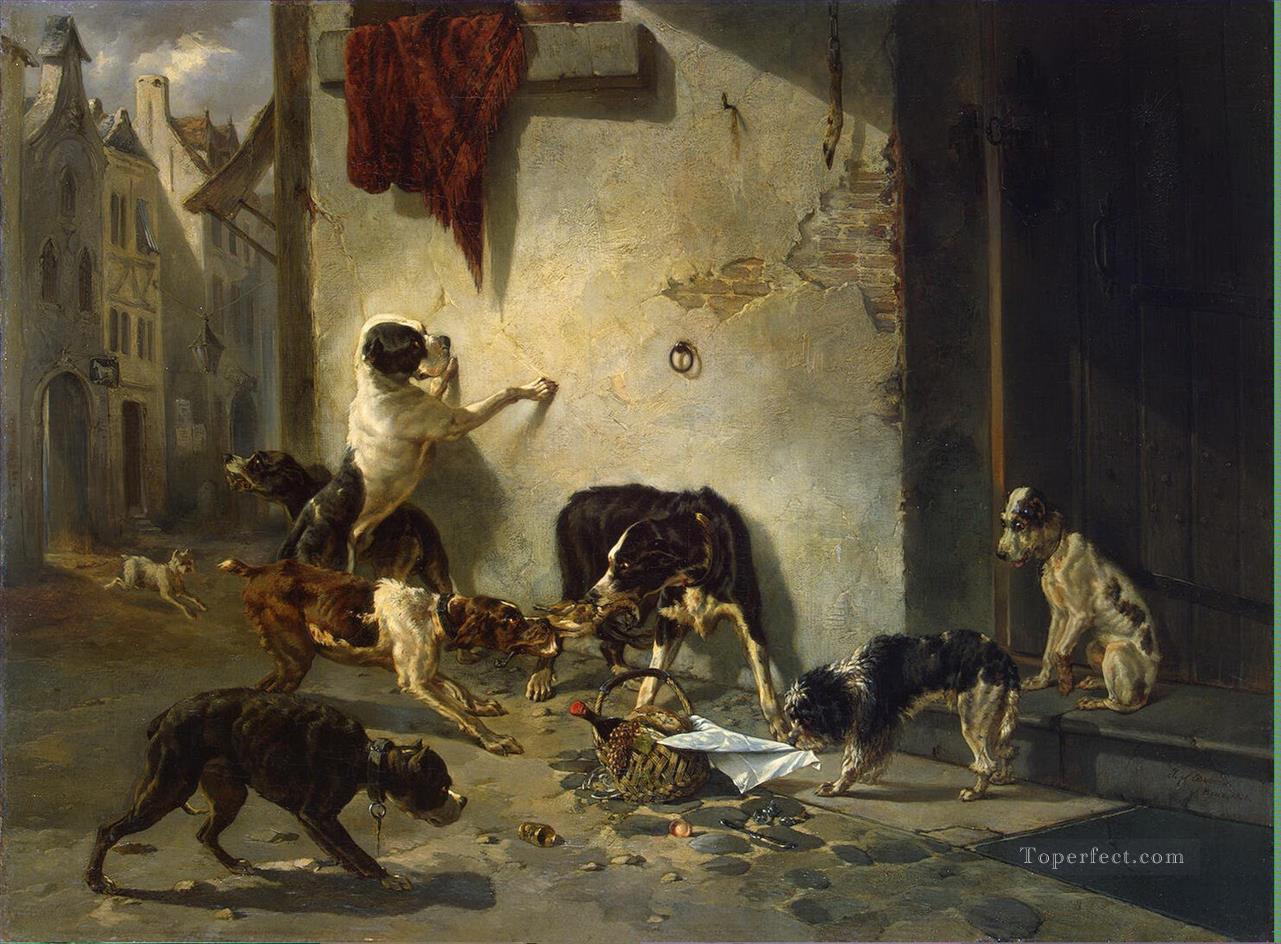 Stevens Joseph Dog Carrying Dinner to its Master Oil Paintings